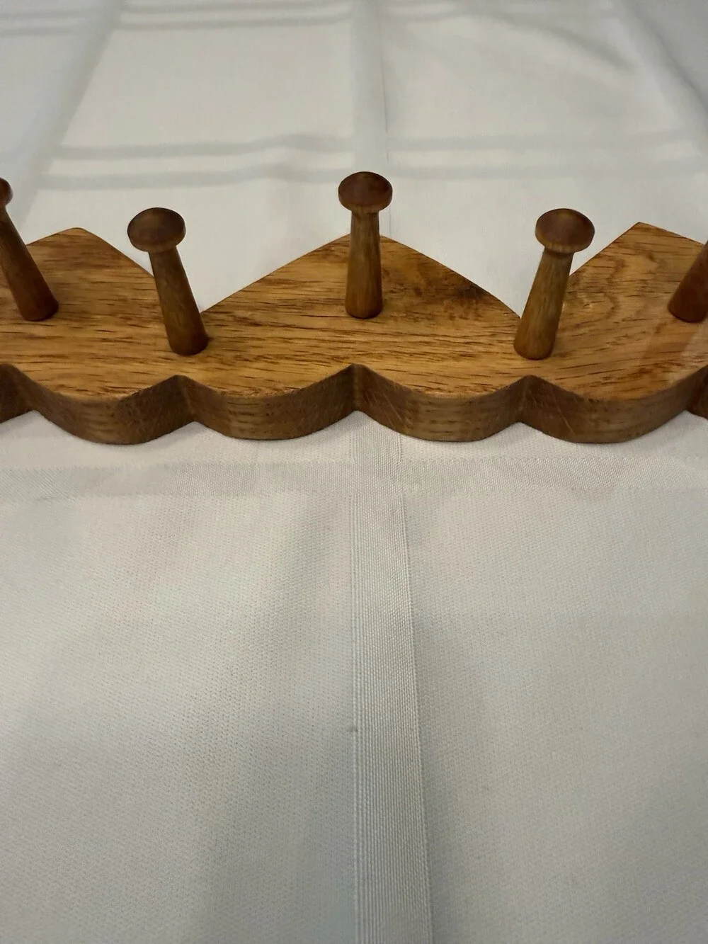 Vintage Oak Wood Heart Peg Rack Wall Hanger Country Cottage McFadden 5-Heart